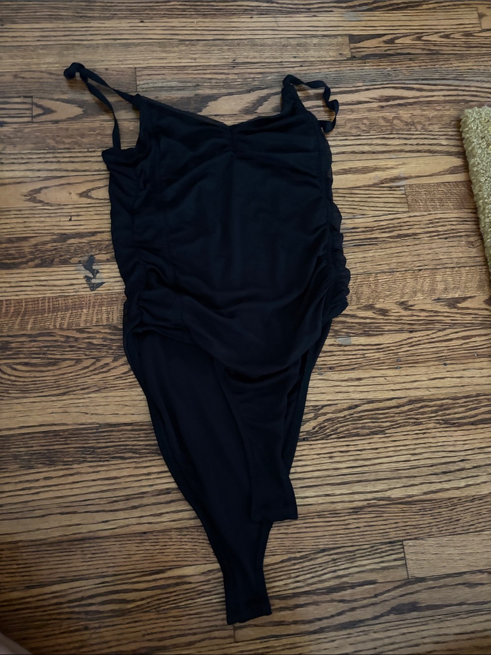 Black Women's Ruched Bodysuit